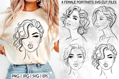 Female Portrait SVG, Woman Face Line Art, Beauty Silhouette Product Image 1