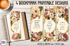 Peony Book Lover Printable Bookmark Designs Product Image 1
