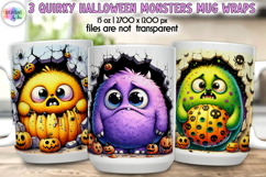 Quirky Halloween Monsters Mug Wraps, Cute and Funny Mug Wrap Product Image 2