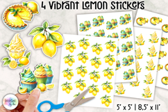 Vibrant Lemon Stickers, Citrus Illustrations, Printable PNG Product Image 1