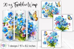 Watercolour Flowers Tumbler Wrap, Forget-Me-Not Flowers PNG Product Image 1