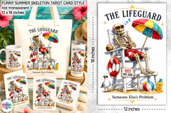 Funny Summer Skeleton Sublimation, Lifeguard Tarot Card PNG Product Image 1