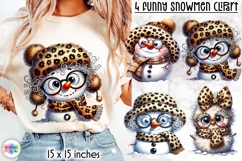 Funny Leopard Print Snowman Clipart, Christmas Snowman PNG Product Image 1