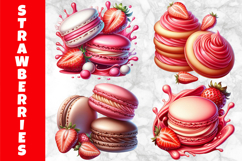 Strawberry Macarons Clipart, Strawberry Desserts PNG Product Image 1