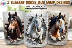 Horse Mug Wrap, Broken Brick Wall Mug Print, Horse Lover Mug Product Image 1