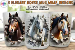Horse Mug Wrap, Broken Brick Wall Mug Print, Horse Lover Mug Product Image 1