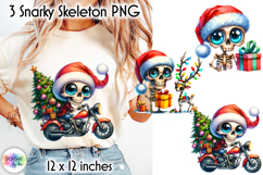 Funny Christmas Clipart, Skeleton Santa PNG, Merry Christmas Product Image 1