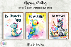 Positive Affirmations Nursery Posters, Dragon, Parrot, Zebra Product Image 1