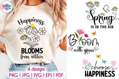 Spring SVG, Positive Floral SVG, Spring Flowers and Quotes Product Image 1