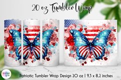 Watercolour Patriotic Butterfly Tumbler Wrap, 4th of July Product Image 1