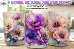 Alcohol Ink Floral Mug Wrap | Spring Flowers Mug Print Product Image 1
