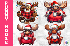 Funny Christmas Moose Clipart, Cute Holiday Animal PNG Product Image 1