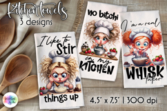 Funny Kitchen Towels Bundle, Sarcastic Kitchen Quotes Print Product Image 3