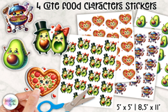 Cute Food Characters Stickers Printable, Kawaii Food Puns Product Image 1