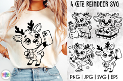 Funny Reindeer SVG, Cute Christmas Reindeer Clipart Product Image 1