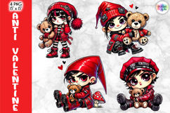 Anti-Valentine Rock Gnomes Clipart, Gothic Valentine Gnome Product Image 1