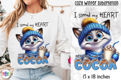 Cute Winter Animal Sublimation, Hot Cocoa Quote PNG, Cozy Product Image 1