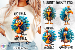 Funny Turkey PNG, Thanksgiving Sublimation Designs Product Image 1