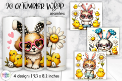 Cute Easter Animal Tumbler Wraps, 20oz Tumbler Sublimation Product Image 1