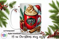 Christmas Coffee Mug Wrap Sublimation, Santa's Latte PNG Product Image 1