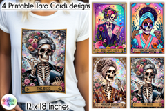 Tarot Card Halloween Sublimation, Messy Bun Mom Skeleton Product Image 1