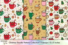 Christmas Cocoa and Cookies Seamless Doodle Patterns Product Image 1