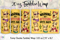 Funny Llama Tumbler Wrap, Warning My Attitude Spits Back Product Image 1