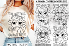 Funny Coffee Lover SVG, Highland Cow SVG, Funny Cow PNG Product Image 1