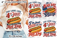 4th of July Sublimation, Hot Dog Quote Printable Design Product Image 1