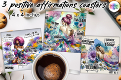 Positive Affirmations Coaster Sublimation, Inspirational PNG Product Image 1
