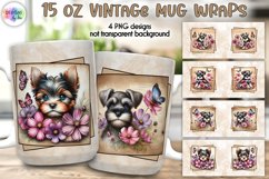 Puppy with Flowers Vintage Mug Wraps, 15 oz Dog Lover Mug Product Image 1