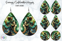 St. Patrick’s Day Earrings Sublimation, Lucky Clover Art Product Image 1