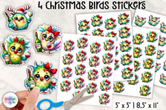 Funny Christmas Birds Stickers, Wine Lover Christmas Sticker Product Image 1