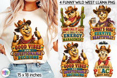 Funny Wild West Llama Sublimation, Sarcastic Llama Lover PNG Product Image 1