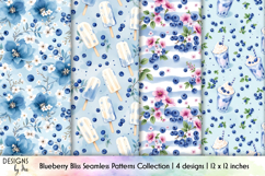 Blueberry Seamless Pattern, Berry Popsicle Patterns Product Image 1