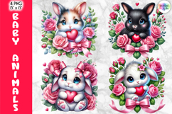 Valentine Baby Animals with Hearts Clipart Bundle Product Image 2