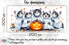Cute Kitten Halloween Mug Wraps, Ghost Cats with Pumpkins Product Image 2