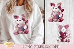 Patchwork Cat PNG, Valentine PNG, Quilted Product Image 2