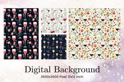 Wine Flower Background Wallpaper Pattern Digital Paper Product Image 1