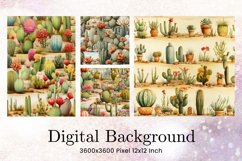 Cactus Background Digital Paper Wallpaper Seamless Pattern Product Image 1