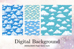 Cloud Pattern Background Digital Paper Sky Wallpaper_1 Product Image 1