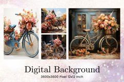 Vintage Bicycle Background Bicycle Flower Wallpaper Wall Art Product Image 1