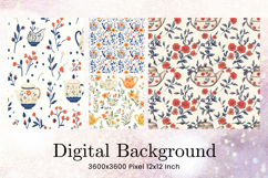 Coffee Flower Background Wallpaper Pattern Digital Paper_1 Product Image 1