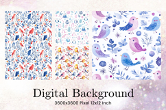 Bird Background Wallpaper Digital Paper Seamless Pattern Product Image 1