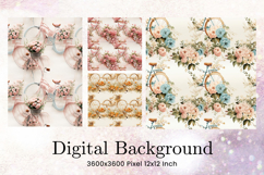 Flower Pattern Background Wallpaper Digital Paper_1 Product Image 1