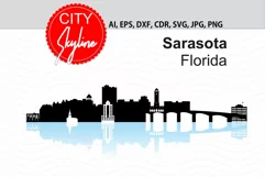 Sarasota City Skyline, Sarasota SVG, Vector City Silhouette Product Image 1