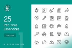 Pet Care Essentials Line Icons Product Image 1