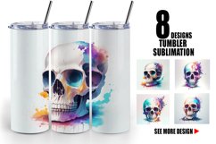 Tumbler design Skull spooky splash watercolor| Tumbler Product Image 1