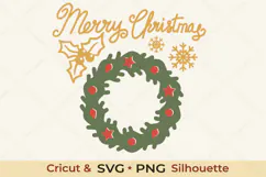 Merry Christmas Wreath SVG Holiday Cut File Product Image 1