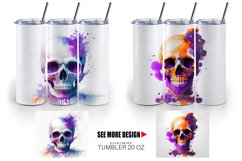 Tumbler design Skull spooky splash watercolor| Tumbler Product Image 2